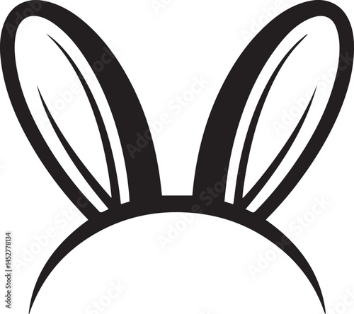 Bunny Ear Icon Silhouette in Black | Vector for Kids, Easter & Cartoon Art Vector