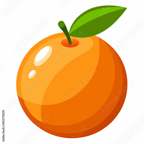 Orange fruit isolate. Orange citrus with drops on white background. Whole wet orange fruit with leaves. Full depth of field.