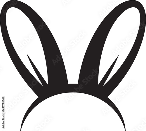 Bunny Ear Icon Silhouette in Black | Vector for Kids, Easter & Cartoon Art Vector