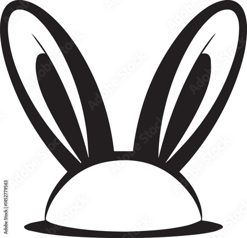 Bunny Ear Icon Silhouette in Black | Vector for Kids, Easter & Cartoon Art Vector
