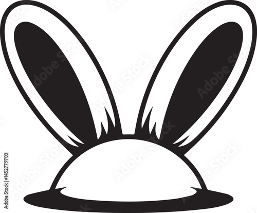 Bunny Ear Icon Silhouette in Black | Vector for Kids, Easter & Cartoon Art Vector