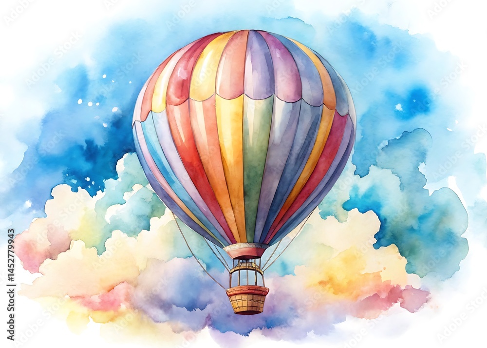 Fototapeta premium air balloon watercolor .jpg