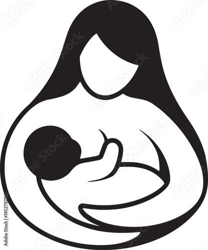Black breastfeeding symbol isolated icon