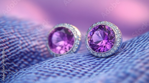 Purple amethyst stud earrings