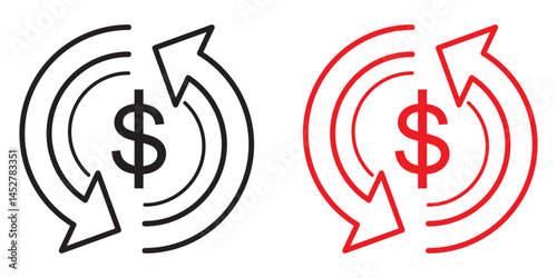 Dollar down icon set. Dollar Symbol. Finance sign. for mobile concept and web design. vector illustration on white background