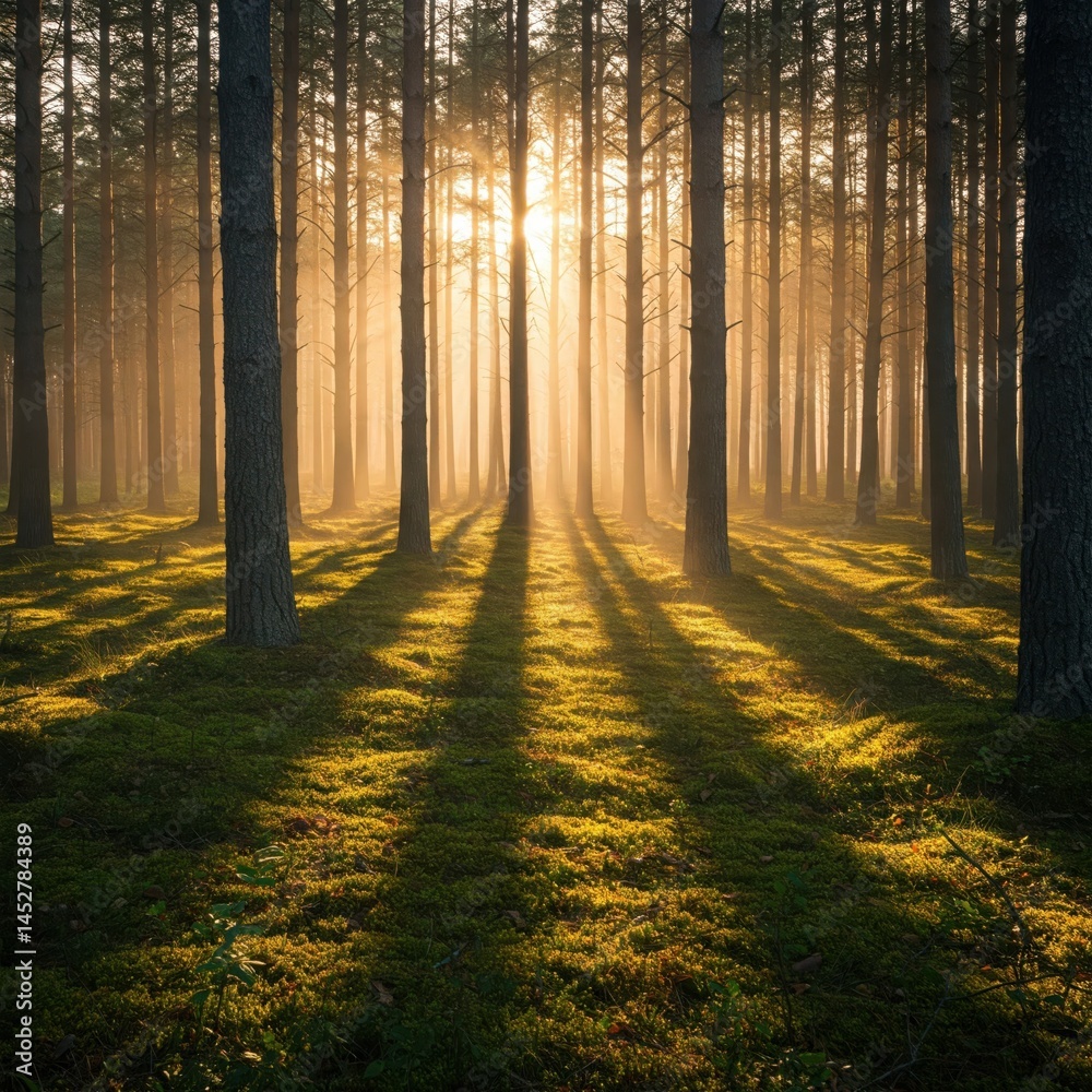 Fototapeta premium Forest Floor Glowing in Morning Light