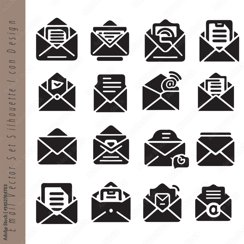 Email Icon Set – Silhouette Vector Design Collection Email Icon Set – Silhouette Vector Design Collection