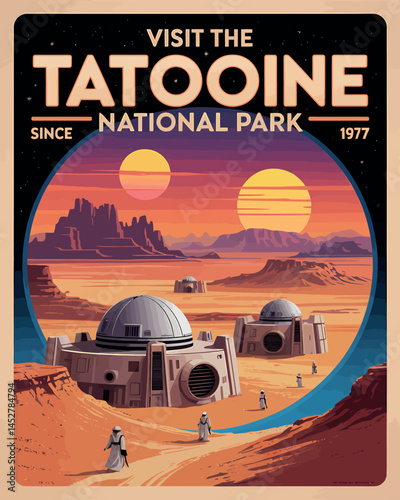 Visit Tatooine National Park Illustration Desert Landscape Science Fiction Art