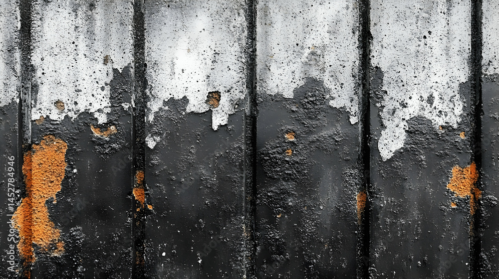 Fototapeta premium Dark Grey and Black Abstract Grunge Texture with Rusty Orange Accents
