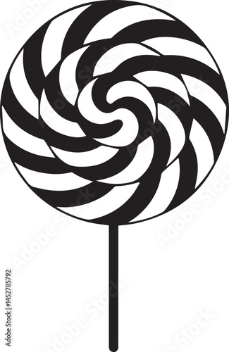 Candy Swirl Lollipop Silhouette | Black Christmas Treat Vector Icon Vector