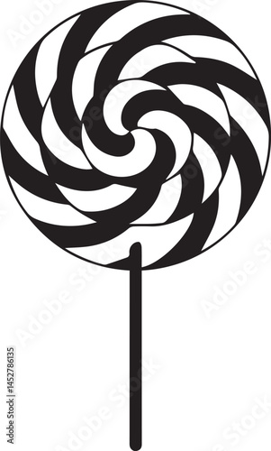 Candy Swirl Lollipop Silhouette | Black Christmas Treat Vector Icon Vector