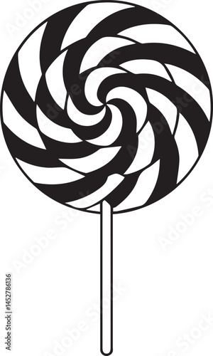 Candy Swirl Lollipop Silhouette | Black Christmas Treat Vector Icon Vector