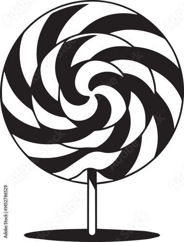 Candy Swirl Lollipop Silhouette | Black Christmas Treat Vector Icon Vector