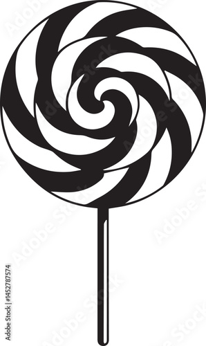 Candy Swirl Lollipop Silhouette | Black Christmas Treat Vector Icon Vector