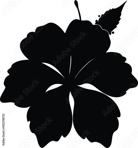 vector silhouette of a hibiscus flower  set of bla 