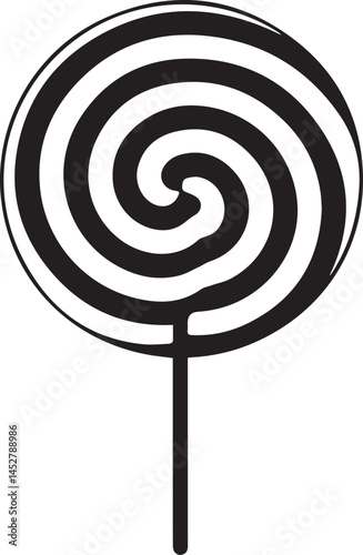 Candy Swirl Lollipop Silhouette | Black Christmas Treat Vector Icon Vector