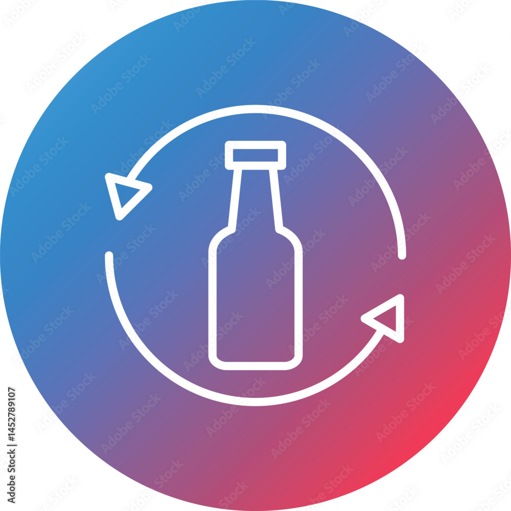 Glass Recycle Line Gradient Circle Background Icon Glass Recycle Line Gradient Circle Background Icon