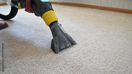 Carpet cleaning process with vacuum extractor: effective stain removal and carpet maintenance