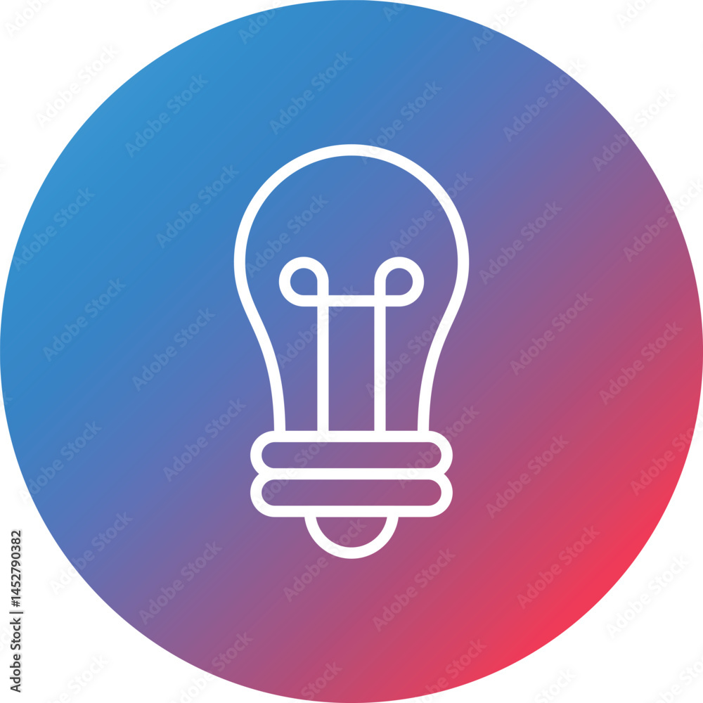 Led Bulb Line Gradient Circle Background Icon Led Bulb Line Gradient Circle Background Icon