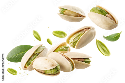 pistachio nuts on white background