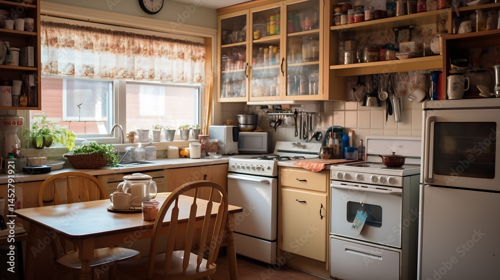 Image of cluttered Canadian kitchenette Image of cluttered Canadian kitchenette