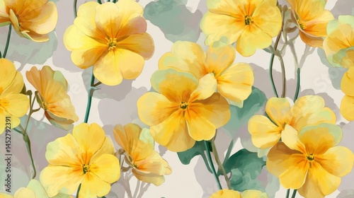 Bright Yellow Floral Pattern Design