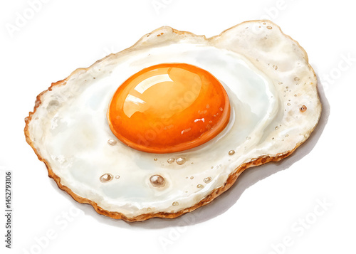 Watercolor illustration of a sunny side up egg with bright yolk detail