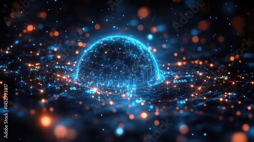 Wallpaper Mural Abstract digital sphere, glowing network, city lights background.  Possible use technology poster Torontodigital.ca