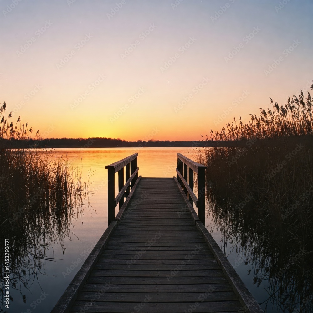 Fototapeta premium Sunset Reflections From the End of the Pier