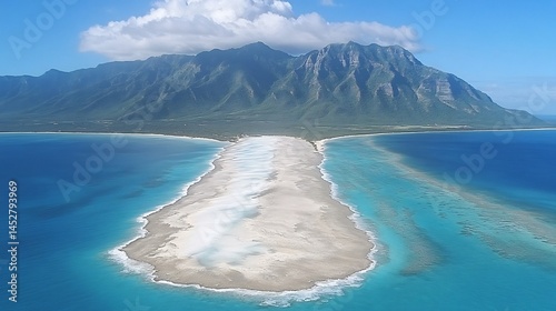 Fototapeta Naklejka Na Ścianę i Meble -  one view of bleached coral reef contrasted with a healthy Aerial