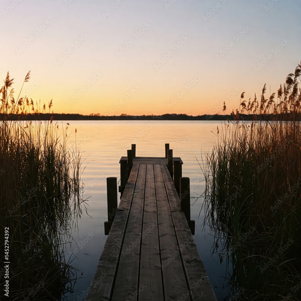 Fototapeta premium Moody Twilight Scene With Reflected Light