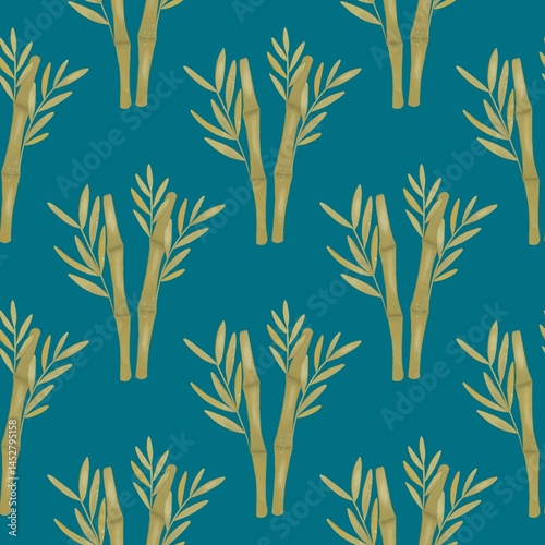 seamless pattern with bamboo leaves