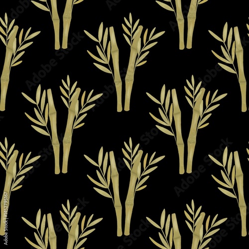  seamless pattern with bamboo leaves