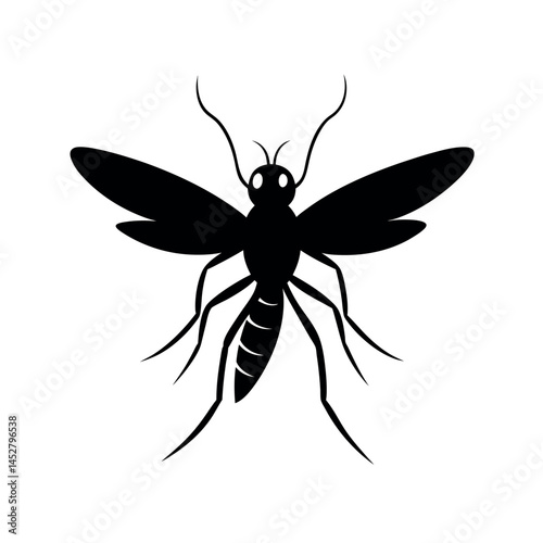 Black Vector Silhouette of Gnat Fly