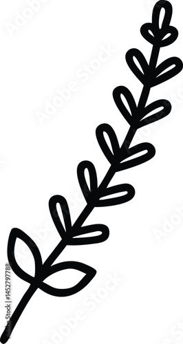 one line lavender sprig gently curving like a musl