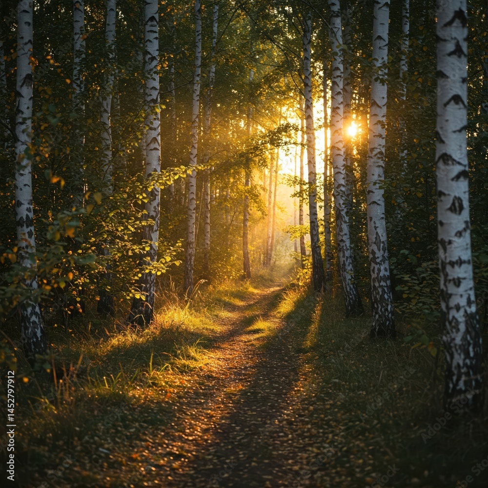 Fototapeta premium Straight Path Through Autumn Silence