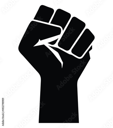 Black Power Fist Icon – Raised Fist Symbol for Solidarity, Protest, and Social Justice Movements