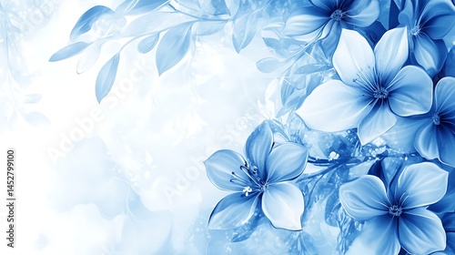 Abstract floral art blue white pattern luxury elegance image