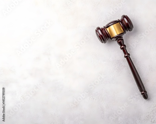 Gavel on Light Gray Textured Background Justice Law Auction Concept