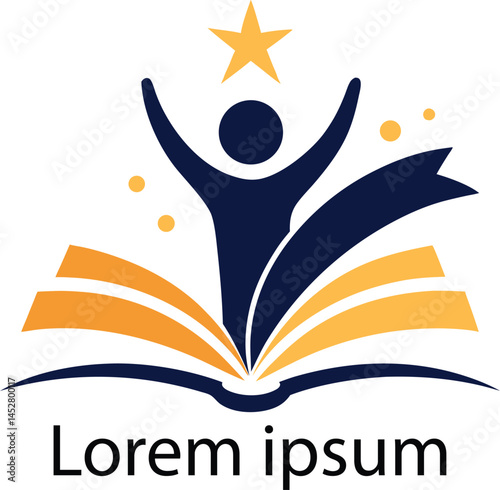 Successful Student Reaching for a Star Above Open Book
