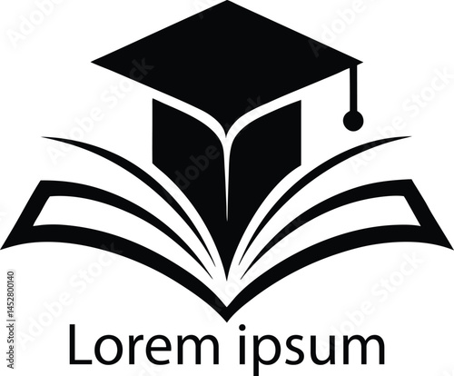 Education Logo Featuring an Open Book and Graduation Cap