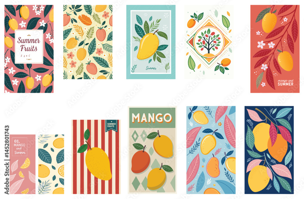Mango Graphic Design Elements: Vector Fruit Illustrations for Summer Projects Mango Graphic Design Elements: Vector Fruit Illustrations for Summer Projects