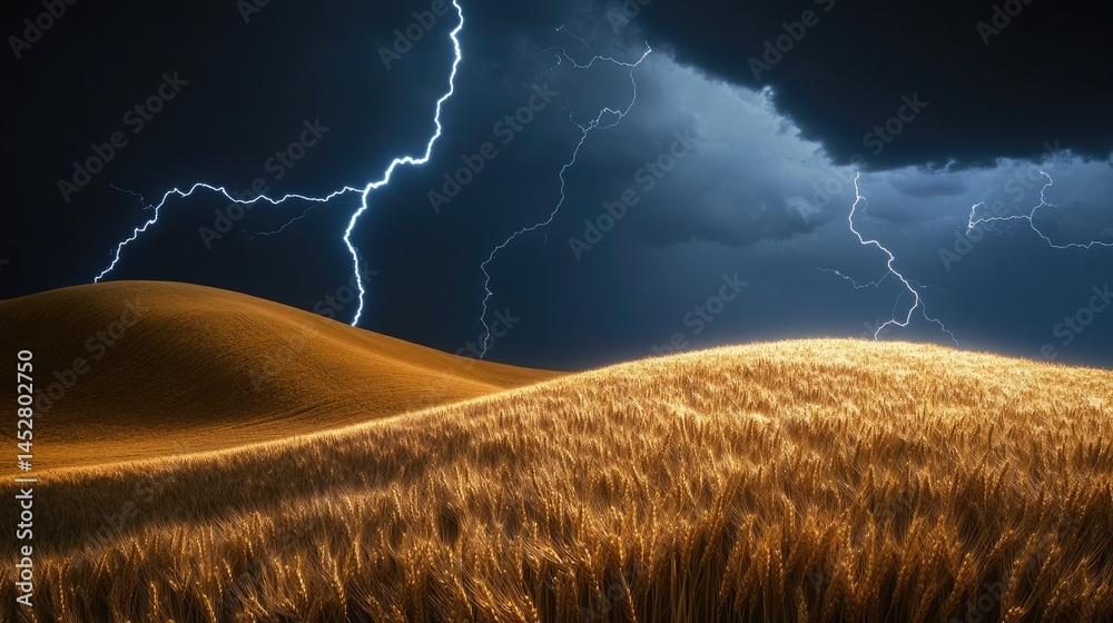 A wheatfield isolated on a rolling hill