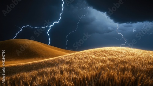 Obraz na płótnie A wheatfield isolated on a rolling hill w salonie