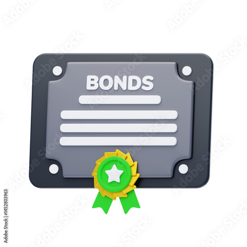 Bonds Certificate 3D Illustration Financial Investment Security Paper with Seal Governmental Debt Instrument