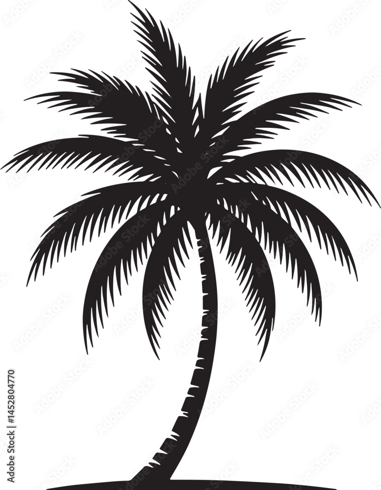 Obraz premium Black vector single palm tree icon