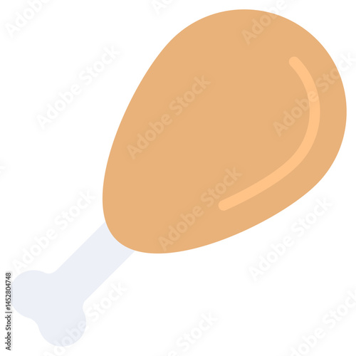 Chicken Leg Flat Design Icon, Cooking And Kitchen Flat Design Icon Symbol