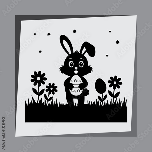 Black and White Easter Rabbit in Nature
