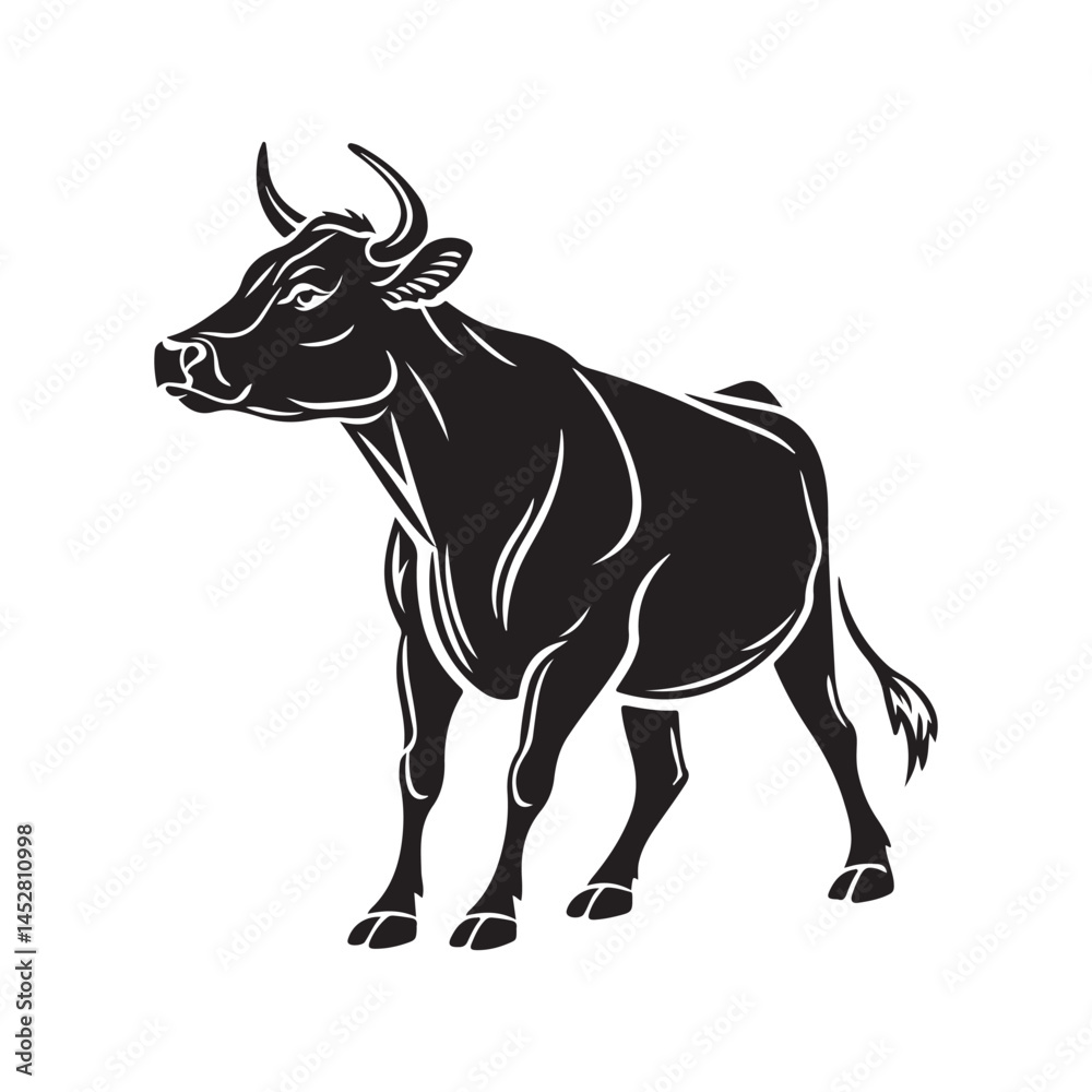 Fototapeta premium Cow black vector silhouette isolated icon on white background