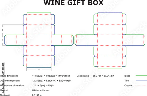 Wine Gift Box Die Cut Template For Packaging Design And Manufacturing